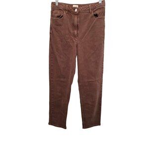 Wilfred Free Brown Denim High-Waisted Straight-Leg Pants Size 8